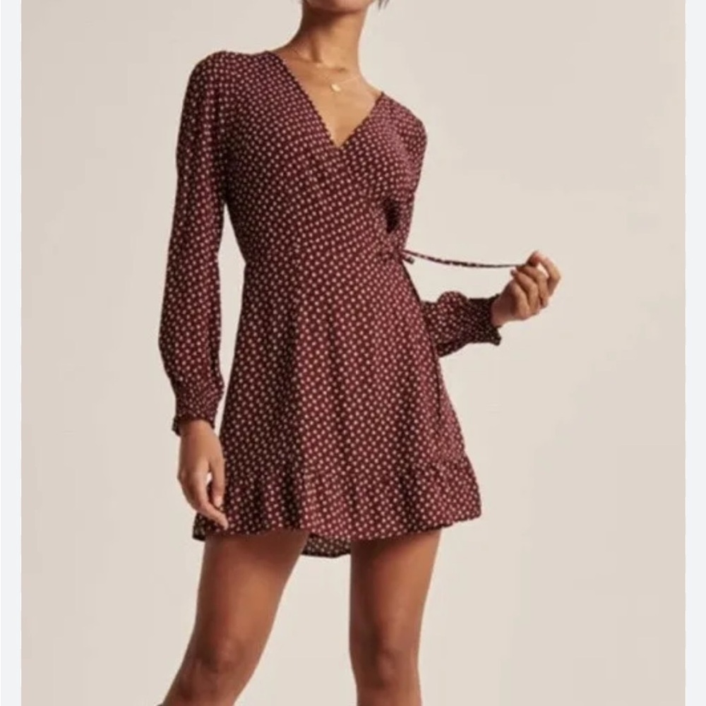 NWT Abercrombie and Fitch Burgundy Floral Wrap Dress